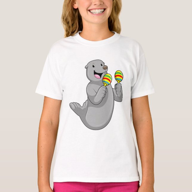 Seal som musiker med Maracas T Shirt (Framsida)