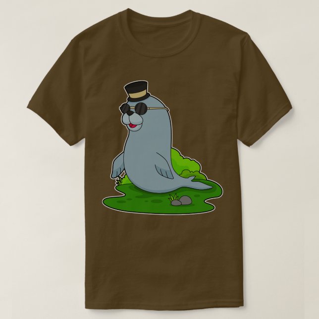 Seal Sunglass Cylinder T Shirt (Design framsida)
