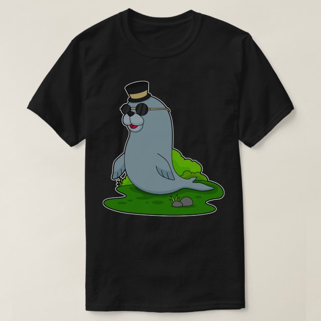 Seal Sunglass Cylinder T Shirt (Design framsida)
