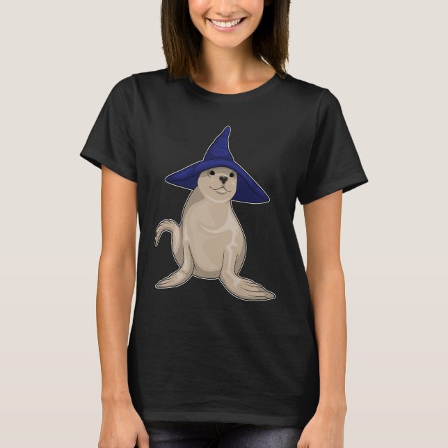 Seal Witch Hat T Shirt (Framsida)