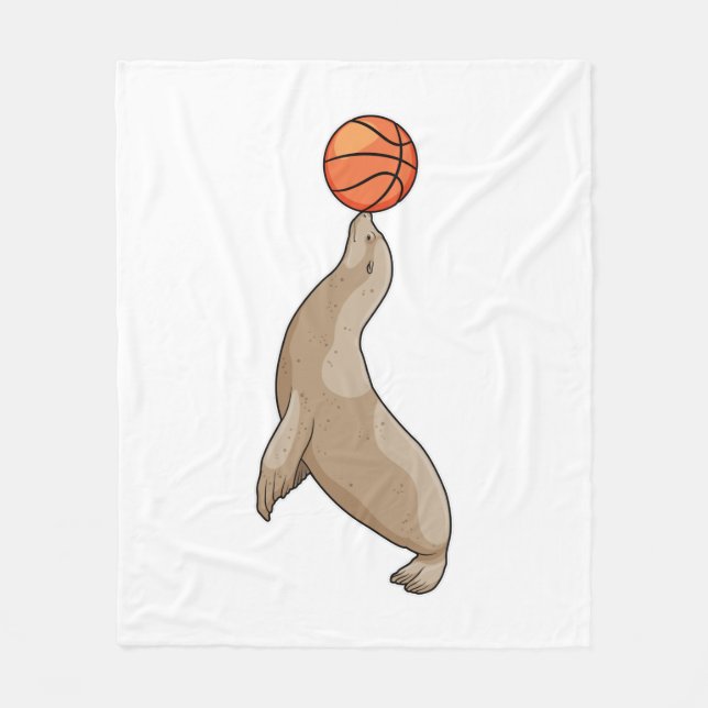 Seal with Basketball Fleecefilt (Framsidan)