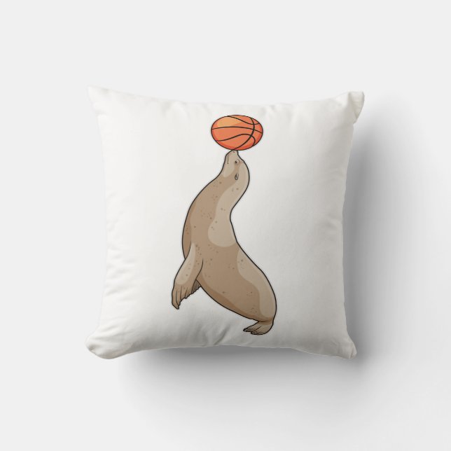 Seal with Basketball Kudde (Framsida)