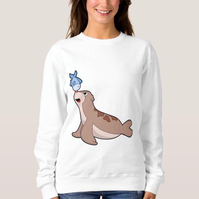 Seal with Fish (2).PNG T Shirt (Framsida)