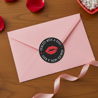 Sealed with a Kiss Black & Red Lip Valentine's Day Runt Klistermärke