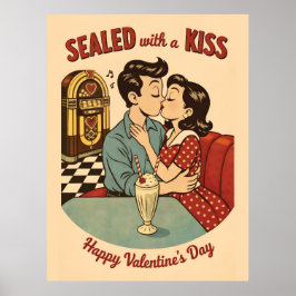Sealed with a Kiss Retro 50-tals Jukebox  Poster