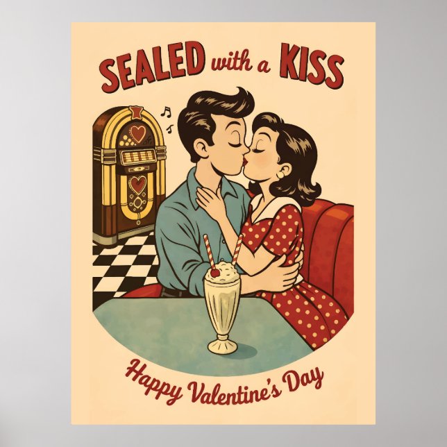Sealed with a Kiss Retro 50-tals Jukebox  Poster (Framsidan)