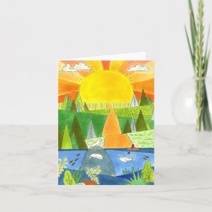 Sealfloden Kayak Sunrise Lycklig Ställe Art Kort