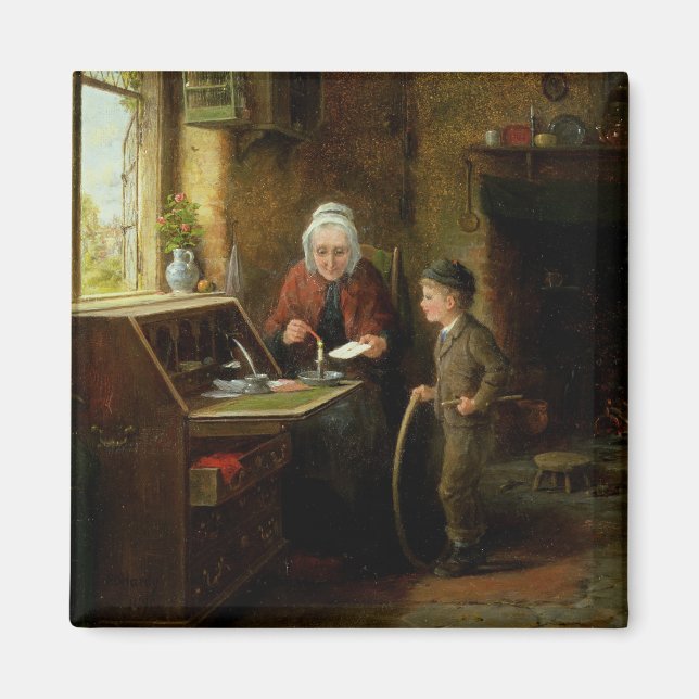 Sealing a Brev, 1890 (oil on Panel) Magnet (Framsidan)