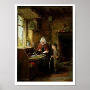 Sealing a Brev, 1890 (oil on Panel) Poster
