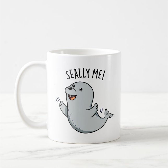 Seally Me Funny Seal Pun Kaffemugg (Vänster)