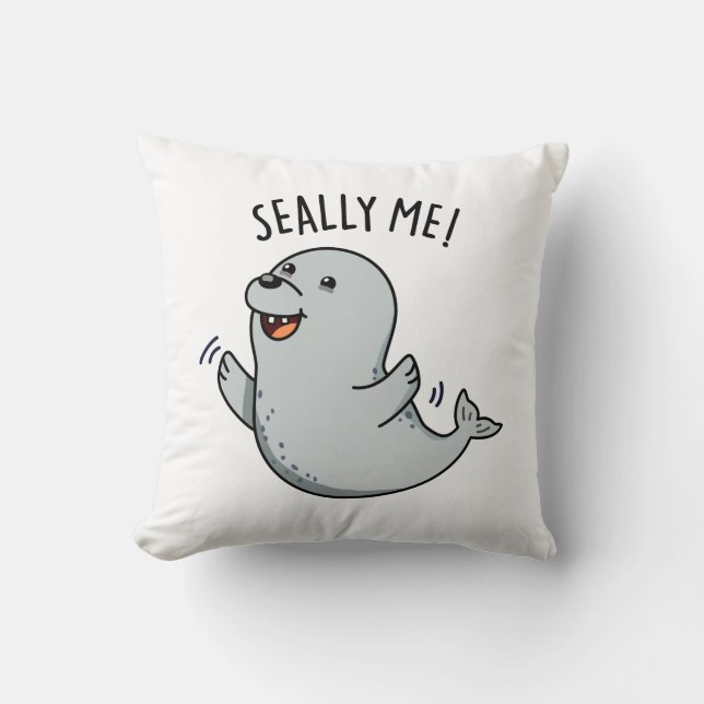 Seally Me Funny Seal Pun Kudde (Framsida)
