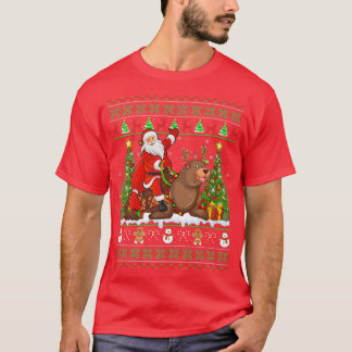 Seals Lover Funny Ugly Santa Riding Seals Christma T Shirt