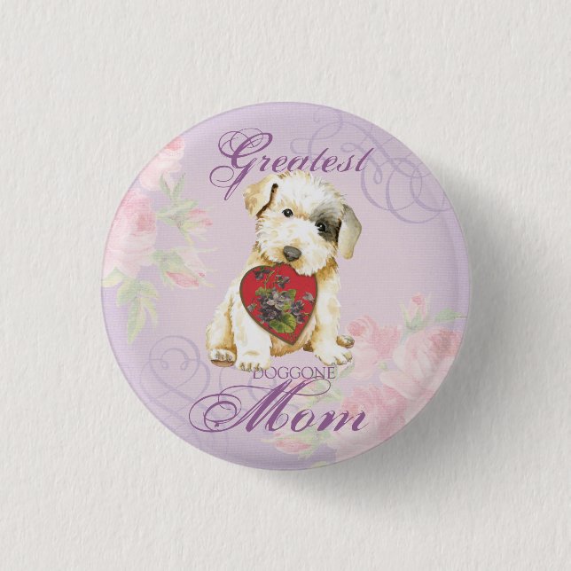 Sealyham Terrier Heart Mamma Pinback Button Knapp (Framsida)