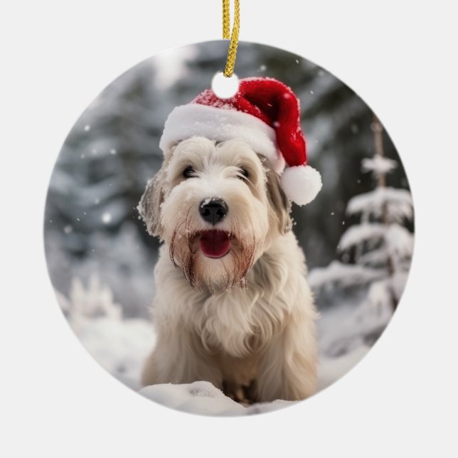 Sealyham Terrier Hund jul Keepsaké Julgransprydnad Keramik (Framsidan)