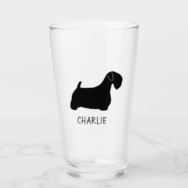 Sealyham Terrier Hund Silhouette Personlig Glaskopp (Framsida)