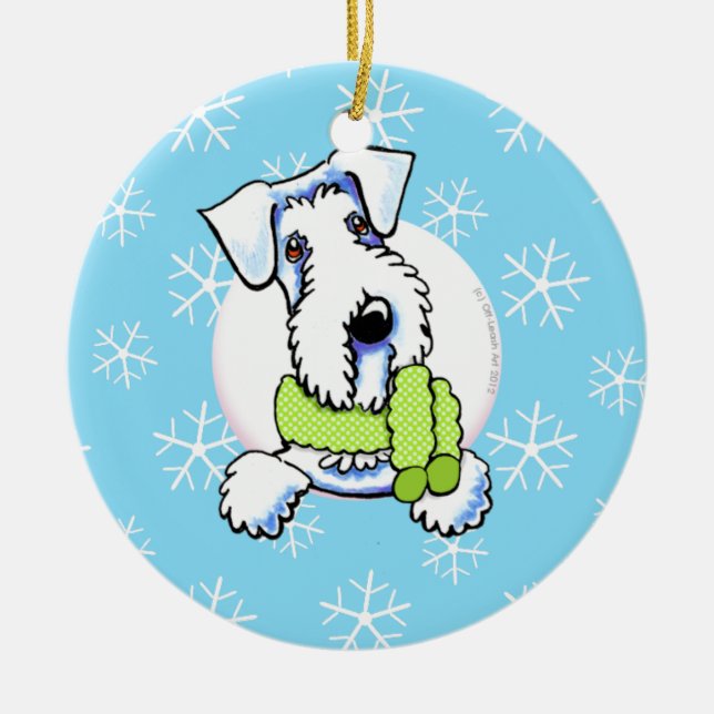 Sealyham Terrier Låt det snöa Julgransprydnad Keramik (Framsidan)