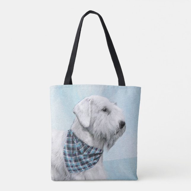 Sealyham Terrier målning - Cute Original Hund Art Tygkasse (Baksida)