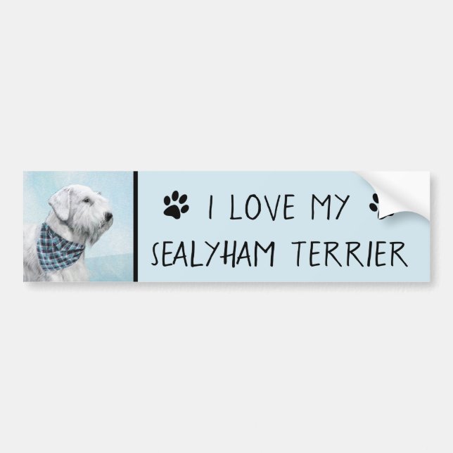 Sealyham Terrier Painting - Cute Original Hund Art Bildekal (Framsidan)