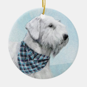 Sealyham Terrier Painting - Cute Original Hund Art Julgransprydnad Keramik
