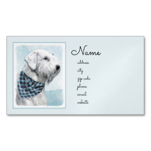 Sealyham Terrier Painting - Cute Original Hund Art Magnetiska Visitkort