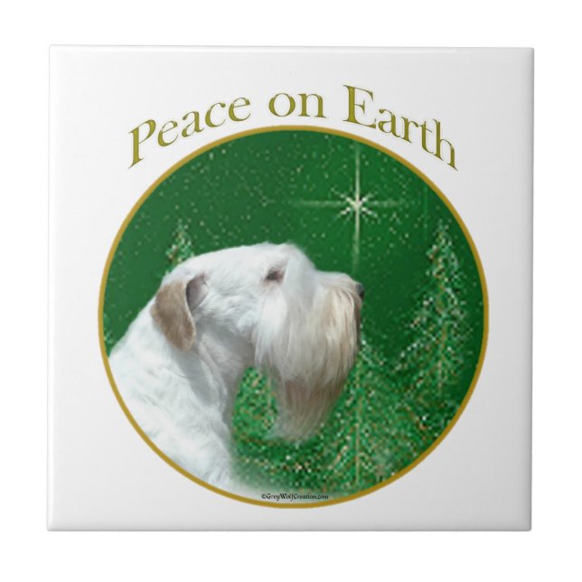 Sealyham Terrier Peace on Earth Kakelplatta (Framsidan)