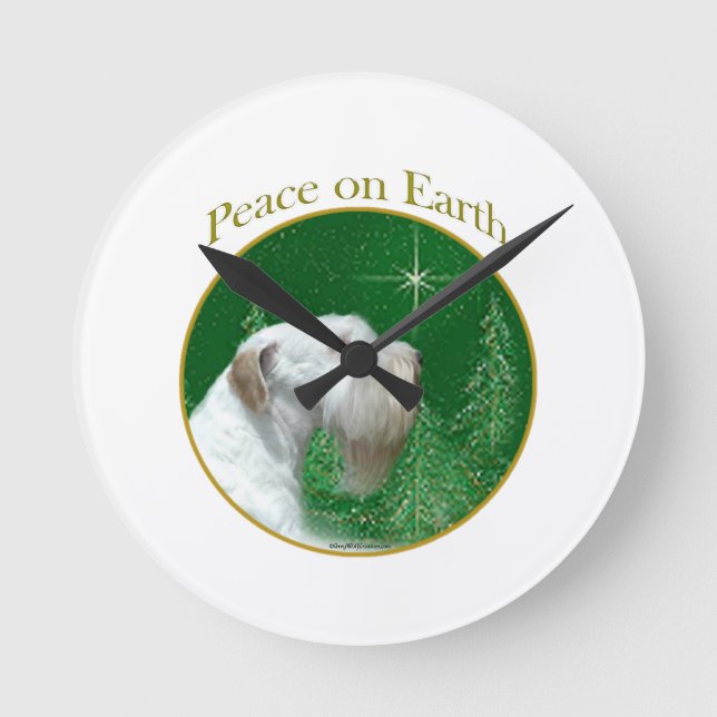 Sealyham Terrier Peace on Earth Rund Klocka (Framsida)