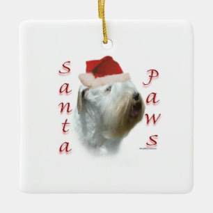 Sealyham Terrier Santa Tassar Julgransprydnad Keramik