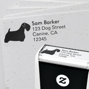Sealyham Terrier Silhouette Returadress Självfärgande Stämpel