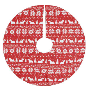 Sealyham Terrier Silhouettes jul Mönster Julgransmatta Borstad Polyester