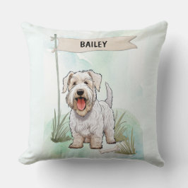 Sealyham Terrier Watercolor Personalized Dog Kudde