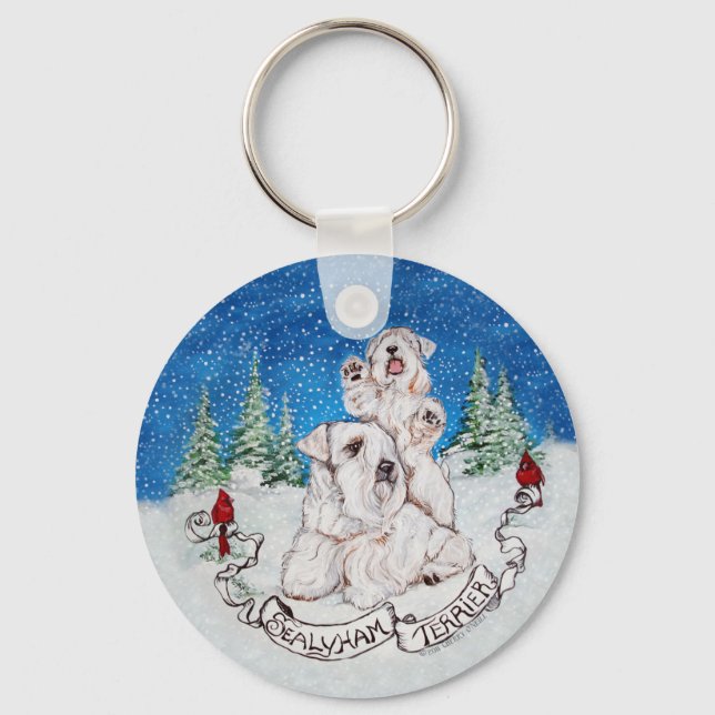 Sealyham Terrier Winter Nyckelring (Framsida)