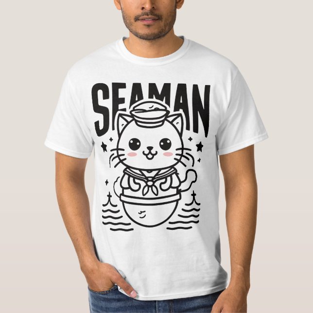 Seaman Cat Lover T Shirt (Framsida)