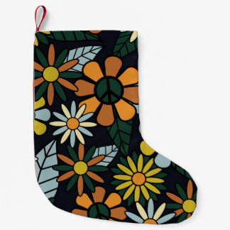 Seamless 70's retro hippie blommor mönster - Vinta Liten Julstrumpa