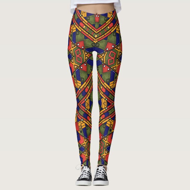 Seamless african ethno Traditional struktur mönste Leggings (Framsida)