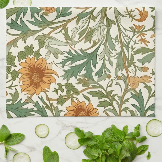 Seamless Arts and Crafts style repeating pattern Kökshandduk (Vikta)