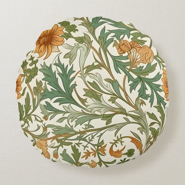 Seamless Arts and Crafts style repeating pattern Rund Kudde (Framsidan)