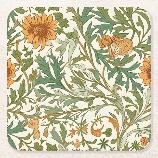 Seamless Arts and Crafts style repeating pattern Underlägg Papper Kvadrat (Framsidan)