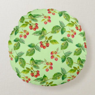 Seamless background with healthy berry - raspberry rund kudde