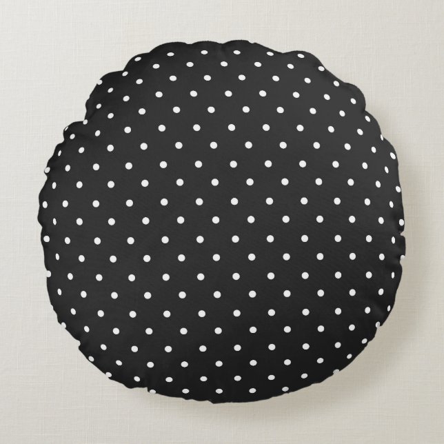 Seamless black and white polka dot pattern  rund kudde (Framsidan)