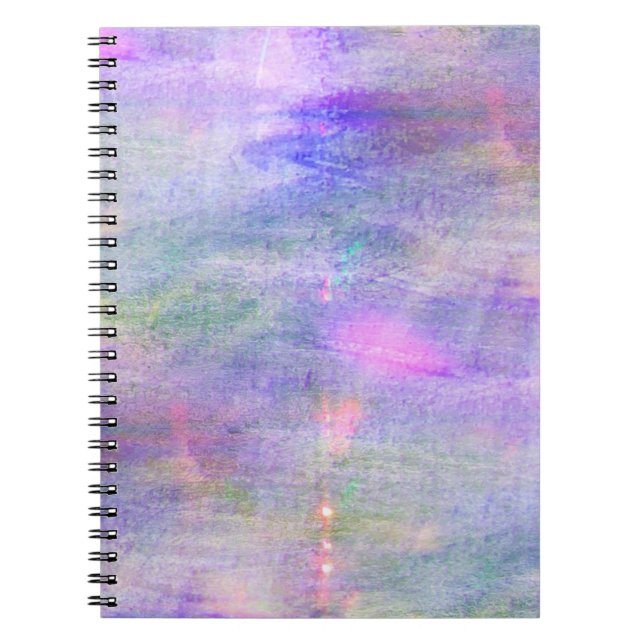 seamless blått, rosa bakgrundsgultvattenfärg anteckningsbok med spiral (Framsidan)