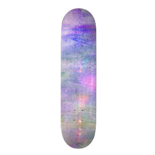 seamless blått, rosa bakgrundsgultvattenfärg old school skateboard bräda 21,6 cm