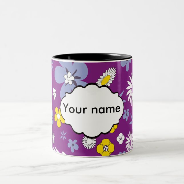 Seamless blommönster Två-Tonad mugg (Center)