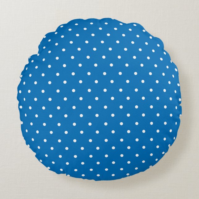 Seamless blue background polka dot pattern  rund kudde (Framsidan)