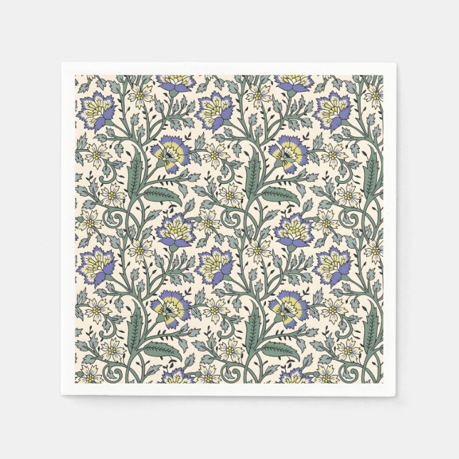 Seamless blue, yellow, and white floral pattern  pappersservett (Framsidan)