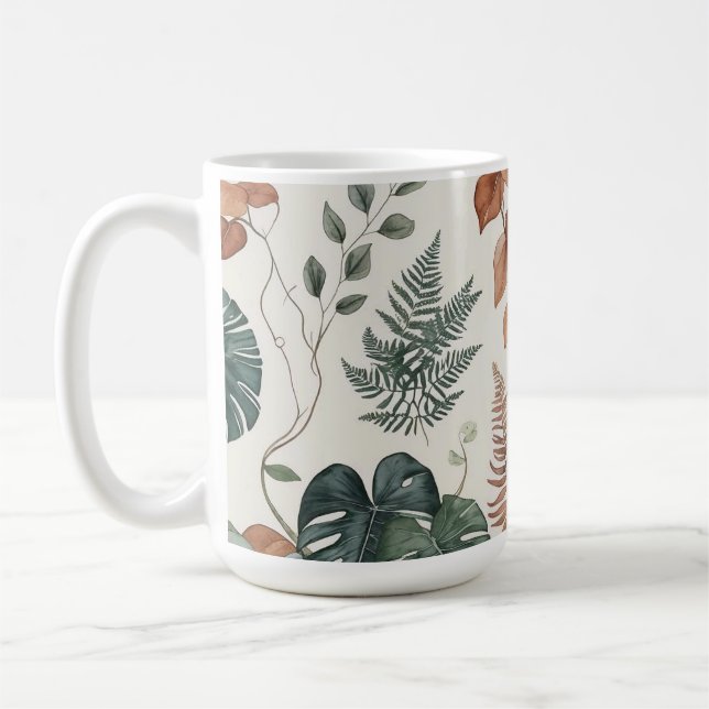 Seamless boho botanical pattern Flowers  Kaffemugg (Vänster)