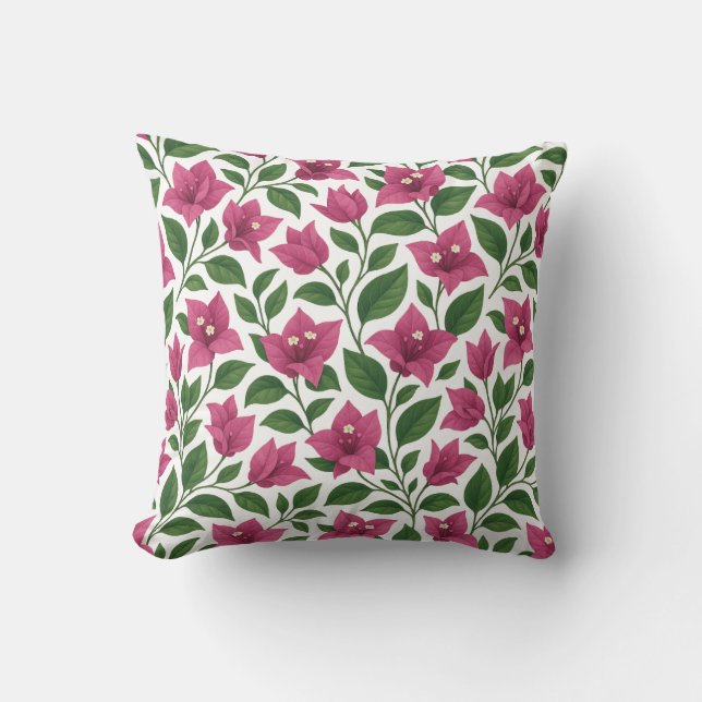 Seamless Bougainvillea Floral Pattern Kudde (Framsida)