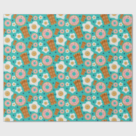 Seamless Breakfast Characters Blue Pastel Presentpapper