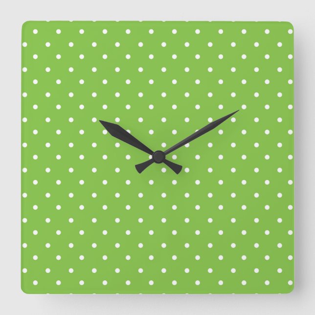 Seamless  bright lime polka dot pattern  fyrkantig klocka (Framsida)