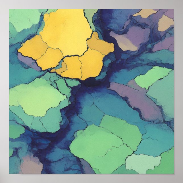 Seamless Bright Mineral Tiling with Metallic Lines Poster (Framsidan)