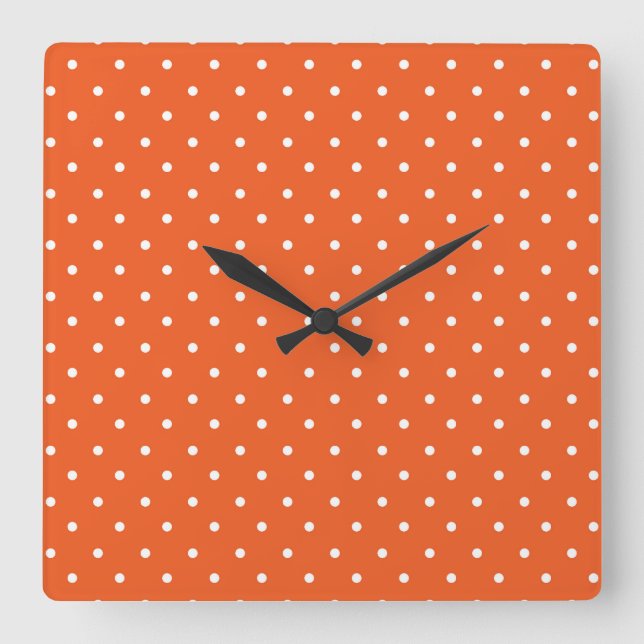 Seamless  bright orange background polka dot fyrkantig klocka (Framsida)